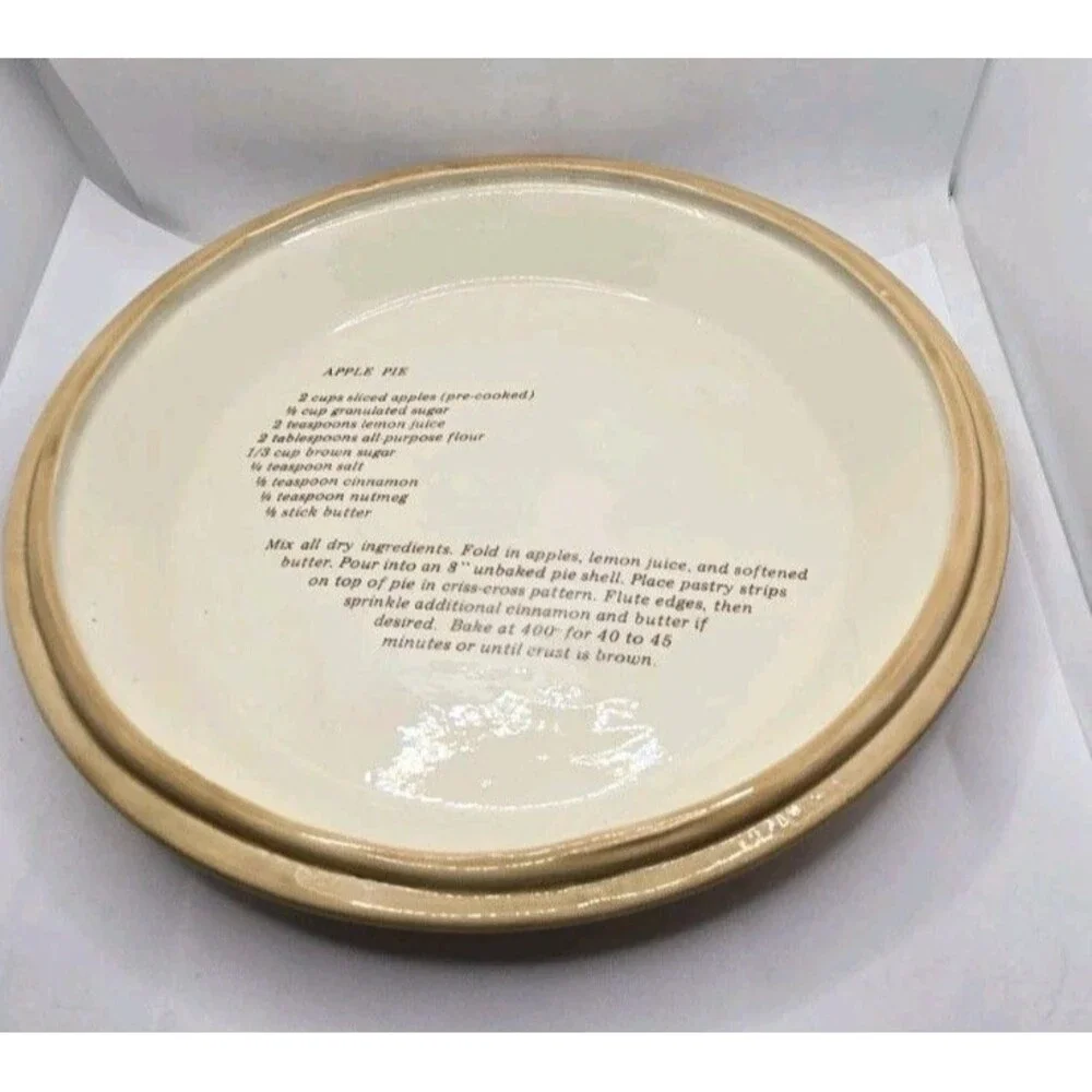 Vintage Hand-painted Apple PIE PLATE WITH LID Covered Keeper Server Holder